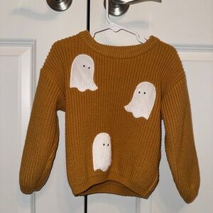 Cute Mustard Knit Sweater with Ghost Design Kids 2T 3T